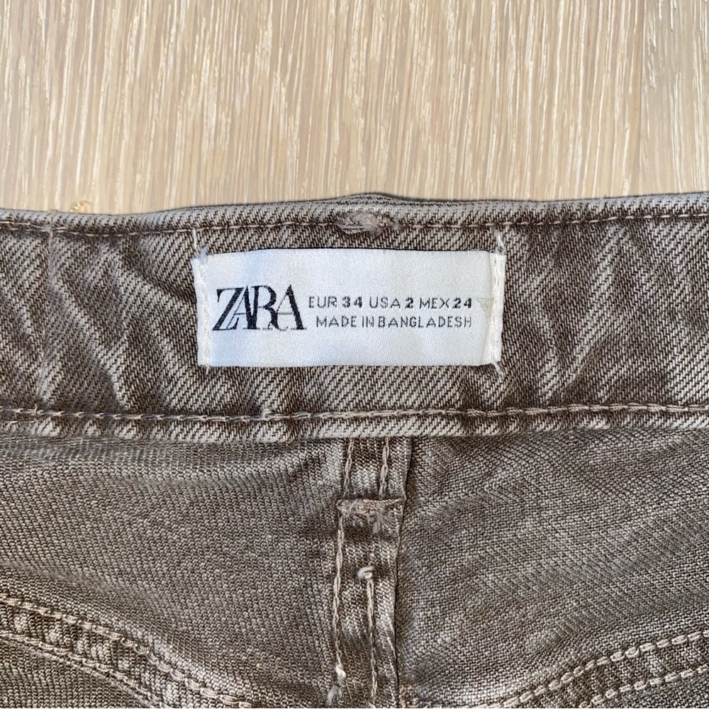 Zara Split Hem Slim Jeans in Brown size 2 - Picture 7 of 14